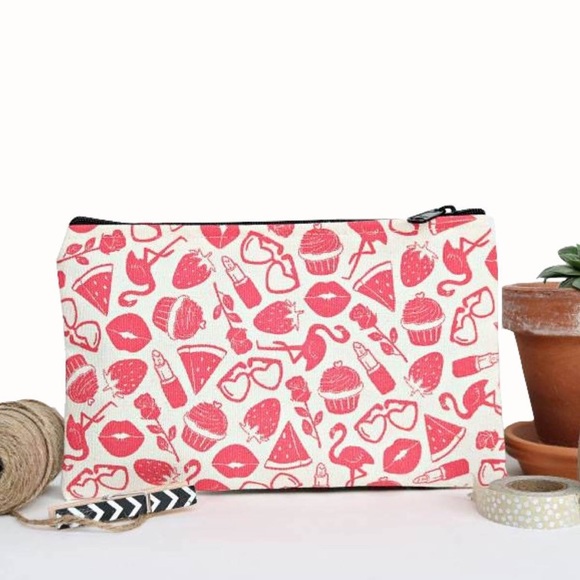 Towne9 Pink Things Zip Pouch Cosmetic Bag - Picture 2 of 8